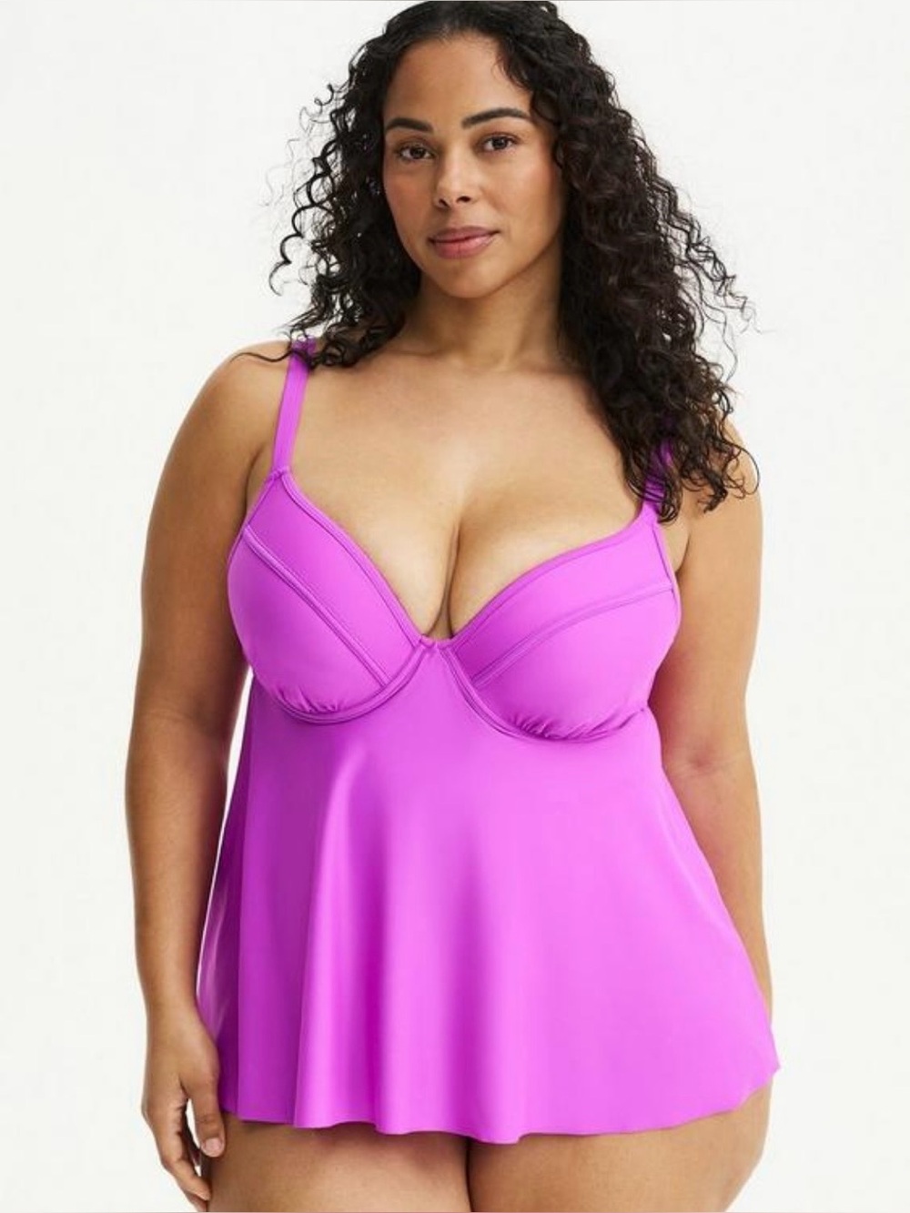 Plus Size Magenta Underwire Swim Tankini Top and separate bottoms